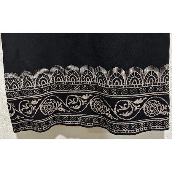 Chico’s Women’s Faux-Fur Collar Lurex Cardigan Black with Gold Size 0 - Picture 9 of 15